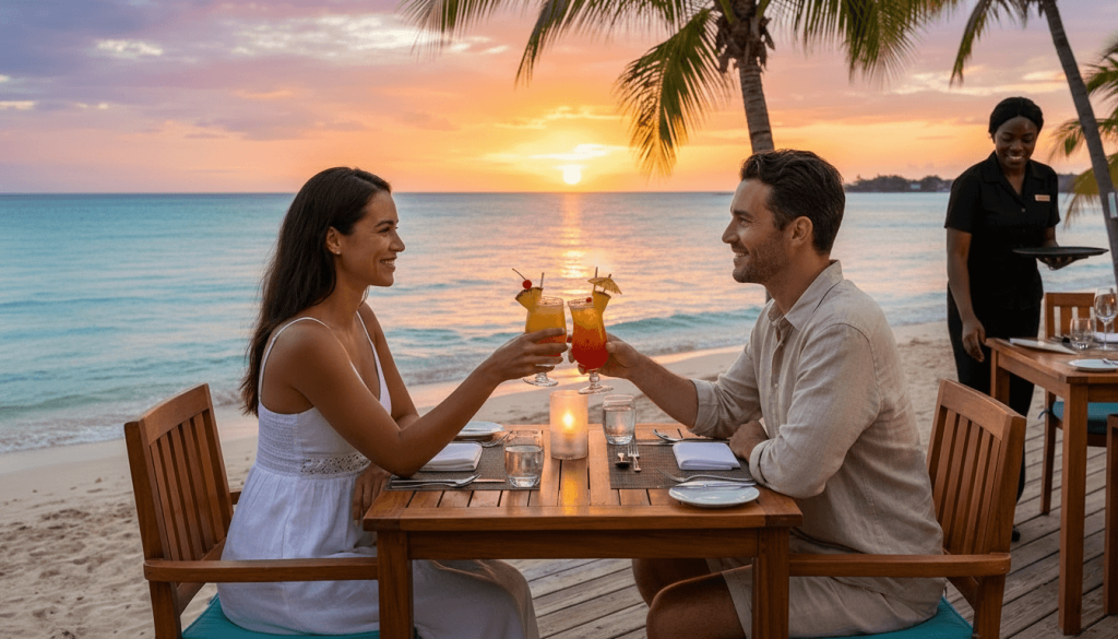 Romantic Jamaica sunset tour experience with JamVenture couples beachfront dining excursion